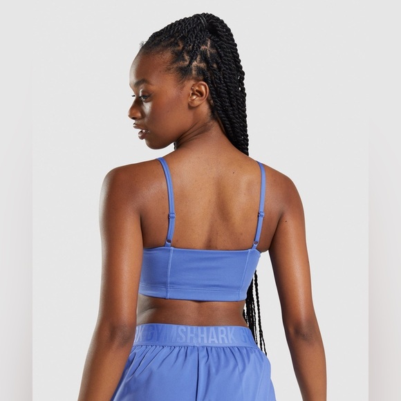 Gymshark BANDEAU SPORTS BRA Light Support Sky Blue Sports Bra Size Medium - Picture 3 of 8